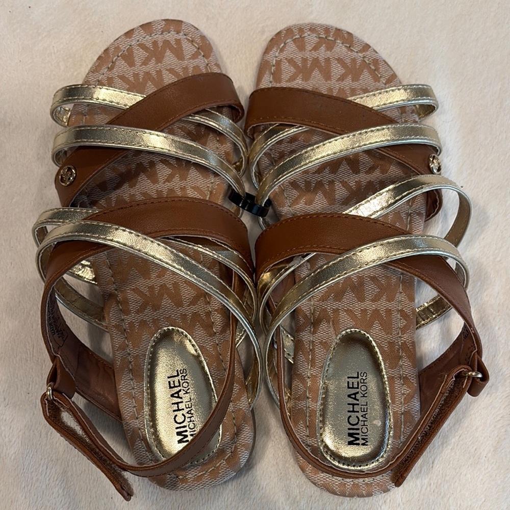 Michael Kors Brown and Gold Sandals Elegant Design
